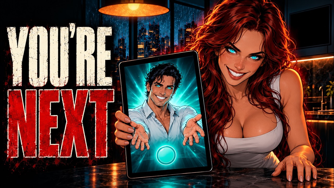 Vera holding a tablet showing the upgraded husband